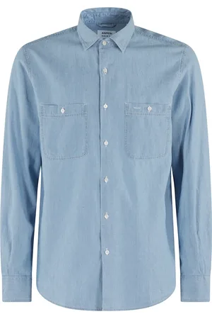 Aspesi Skjorte, Herre, Blå, S, Bomuld, Lys Blå Slim Chambray Bomuld Skjorte