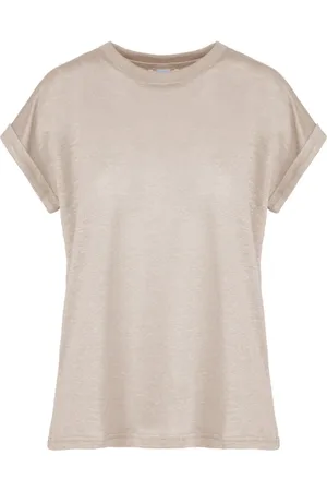 Bomboogie Top, Dame, , XL, Linned, Kort, ombukket ærmet rund hals T-shirt