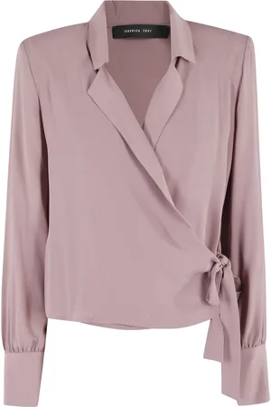 FEDERICA TOSI Bluser & Skjorter, Dame, Lyserød, 2XS, Uld, Crossed Crepe de Chine Blouse