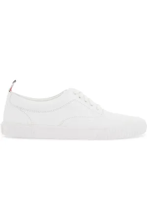 Thom Browne Sko, Herre, Hvid, 42 EU, Læder, Leather Heritage Sneakers med Trikolore Pløs