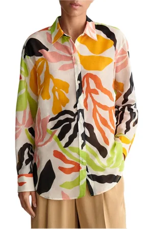 GANT Bluser & Skjorter, Dame, Flerfarvet, M, Bomuld, Palm Print Bomuld Silke Skjorte