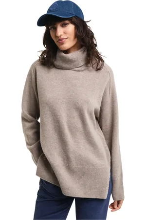 GANT Strik, Dame, , M, Uld, Rullekrave Sweater med sildebensdetaljer