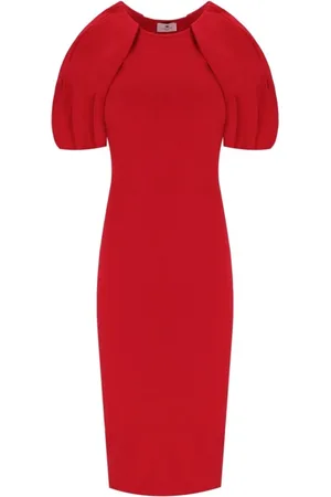 Elisabetta Franchi Kjole, Dame, Rød, M, Uld, Passion Strikket Midi Kjole
