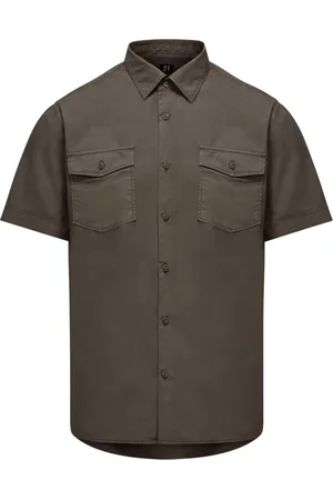 Bomboogie Skjorte, Herre, Grøn, XL, Bomuld, Kortærmet Stretch Bomuldsskjorte