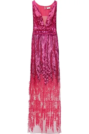Elisabetta Franchi Kjole, Dame, Lyserød, S, Polyester, Lang kjole med pailletter og lynlås