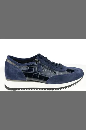 Gabor Sko, Dame, Blå, 40 1/2 EU, Uld, Wide Fit Sneaker - Blå Ruskind