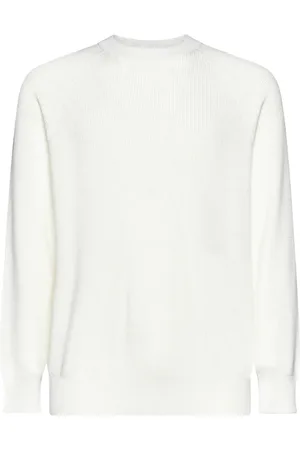 Brunello Cucinelli Sweathshirts & Hoodies, Herre, Hvid, L, Bomuld, Pullover Sweater
