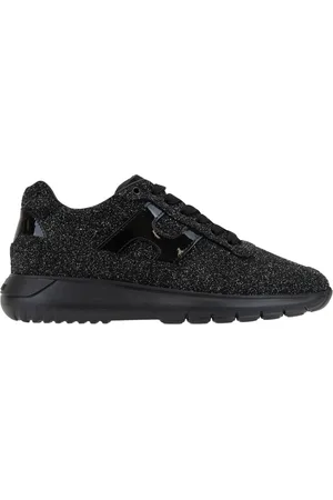 Hogan Sko, Dame, Sort, 36 1/2 EU, Læder, Læder Snørebånds Glitter Sneakers
