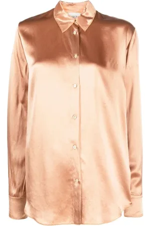 FORTE FORTE Bluser & Skjorter, Dame, Lyserød, L, Satin, Elegant Satin Viscose Langærmet Skjorte