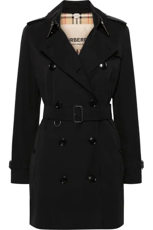 Burberry Frakke, Dame, Sort, 3XS, Bomuld, Kensington Trenchcoat