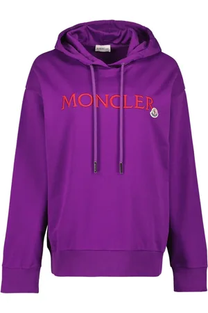 Moncler Sweathshirts & Hoodies, Dame, Lilla, XS, Bomuld, Double Logo Hoodie
