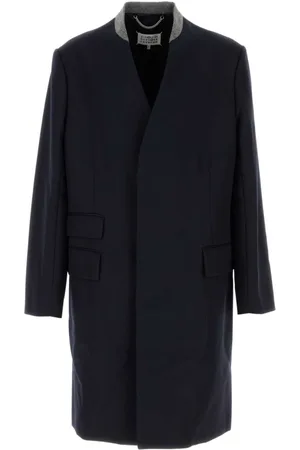Maison Margiela Frakke, Herre, Blå, L, Uld, Midnatsblå Uldfrakke