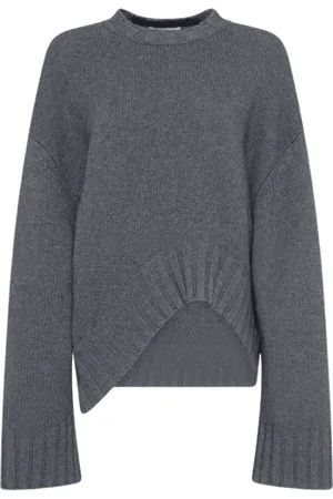 The Attico Strik, Dame, Grå, S, Uld, Asymmetrisk sweater