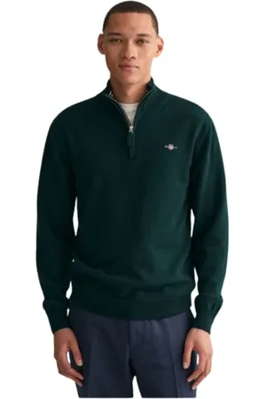 GANT Strik, Herre, Grøn, XL, Uld, Ultra Fine Wool Half-Zip Turtleneck
