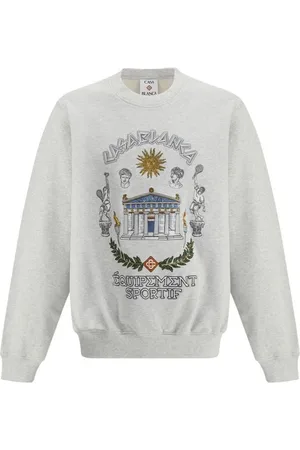 Casablanca Sweathshirts & Hoodies, Herre, Grå, M, Bomuld, Broderet Monogram Bomulds Sweatshirt