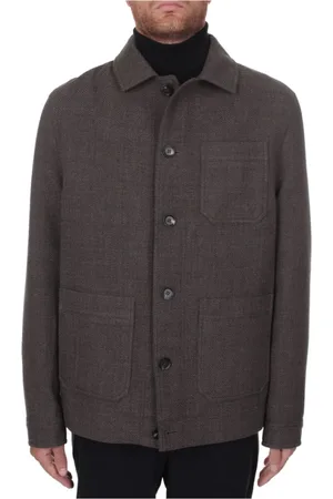 Circolo Jakke, Herre, Brun, L, Bomuld, Brun overshirt med knaplukning