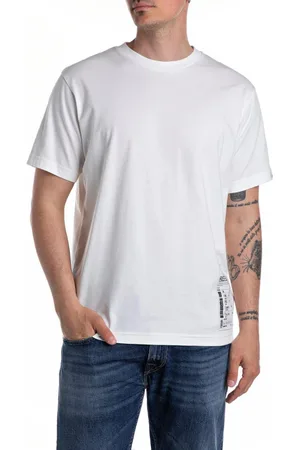Replay Top, Herre, Hvid, L, Grafisk Print Rund Hals T-shirt