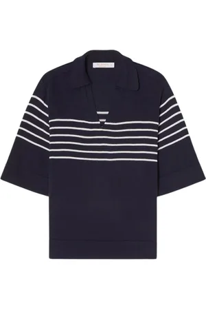 BUSNEL Strik, Dame, Blå, XS, Bomuld, Freja Stribet Top