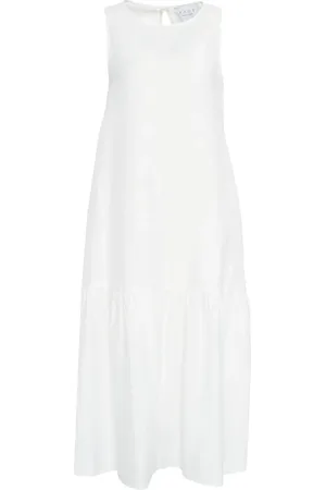 Kaos Kjole, Dame, Hvid, XS, Linned, Elegant Linned Maxi Kjole med Udskæringer