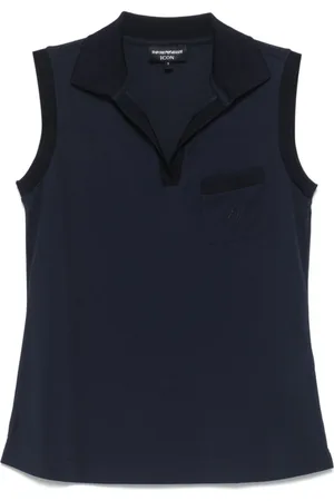 Emporio Armani Top, Dame, Blå, XS, Blå ærmeløs top med lomme