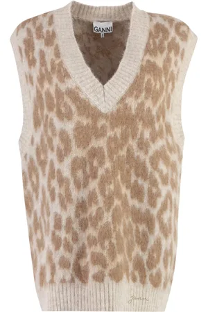 Ganni Strik, Dame, Flerfarvet, S/M, Uld, Contrasting Edges Wool Vest