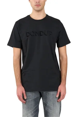 Dondup Top, Herre, Sort, XL, Bomuld, Jersey T-shirt med Flocked Logo