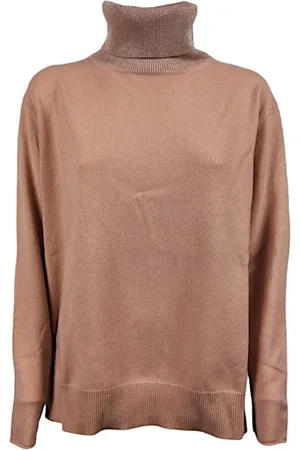 Fabiana Filippi Strik, Dame, Lyserød, L, Uld, Turtleneck med høj hals og sideslidser