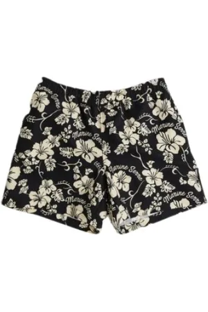 Marine Serre Badetøj, Herre, Sort, M, Sorte Hawaiian Print Badeshorts