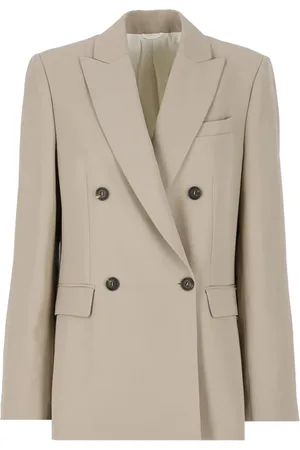 Brunello Cucinelli Jakke, Dame, , XS, Linen Blend Jakke med Peak Revers