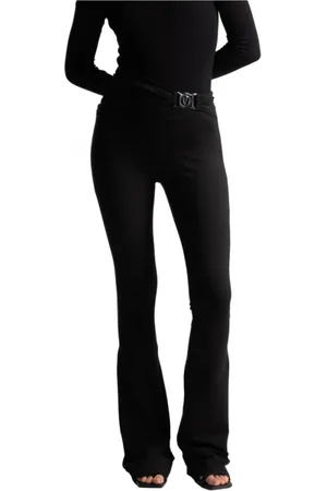 VERSACE Bukser, Dame, Sort, S, Bomuld, Sorte Flare Bukser med V-Emblem Logo