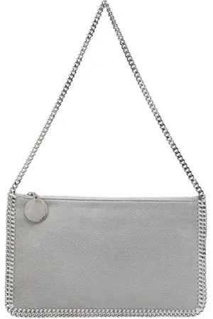 Stella McCartney Taske, Dame, Grå, ONE SIZE, Uld, Cracked Effect Chain-Link Skuldertaske