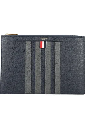 Thom Browne Tilbehør, Herre, Sort, ONE SIZE, Læder, Small 4-Bar Stripe Dokumentholder
