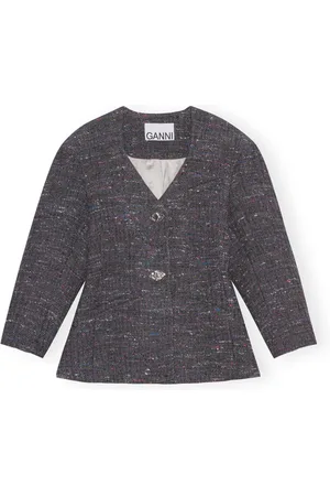 Ganni Jakke, Dame, Grå, M, Uld, Blazer
