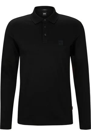 HUGO BOSS Top, Herre, Sort, S, Bomuld, Luksuriøs bomulds polo med lange ærmer