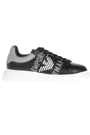 Emporio Armani Sko, Herre, Sort, 41 1/2 EU, Læder, Sko Sneakers