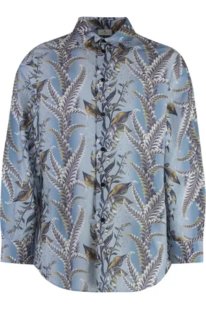 Etro Skjorte, Herre, Flerfarvet, S, Bomuld, Floral Print Cotton Shirt