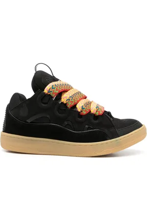 Lanvin Sko, Herre, Sort, 43 EU, Suede, Sort Suede Panelled Sneakers