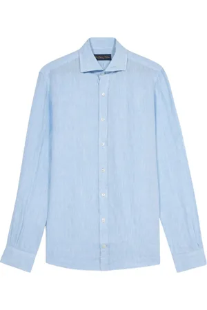 Brooks Brothers Skjorte, Herre, Blå, L, Linned, Lyseblå Linned Casual Skjorte