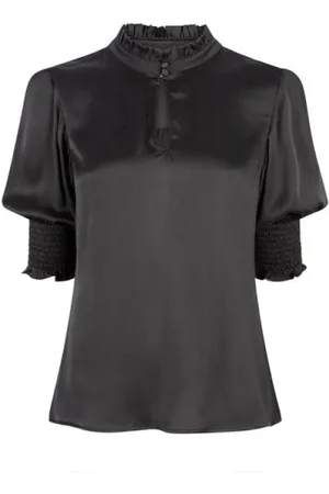 Dante 6 Bluser & Skjorter, Dame, Grå, XS, Uld, Elastisk silkebluse med smockærmer