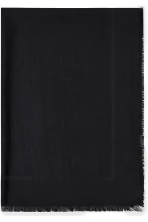 Elisabetta Franchi Tilbehør, Dame, Sort, ONE SIZE, Uld, Jacquard Lettering Pashmina Tørklæde