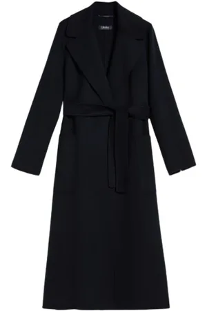 Max Mara Frakke, Dame, Blå, M, Uld, Flared Hem Wool Robe Coat