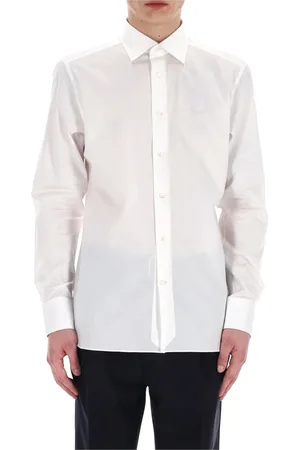 Ermenegildo Zegna Skjorte, Herre, Hvid, 2XL, Bomuld, Hvid Bomuldsskjorte Diagonale Trofeo