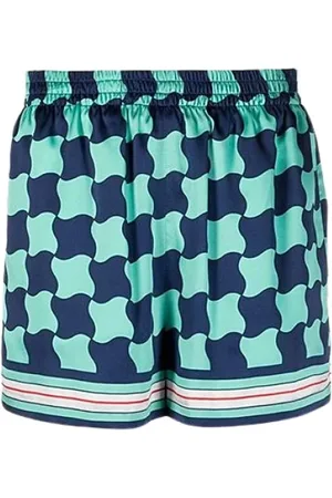 Casablanca Shorts, Dame, Blå, M, Satin, Pool Tile Silk Shorts