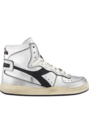 Diadora Sko, Dame, Grå, 39 EU, Uld, Sølvfarvede Metallic Basket Sneakers