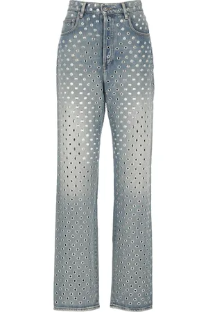 Golden Goose Jeans, Dame, Blå, W27, Bomuld, Blå Bomuld Jeans med Udskæringsdetalje