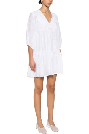 ERMANNO SCERVINO Kjole, Dame, Hvid, S, Kjole med udvidet kant og elastiske manchetter
