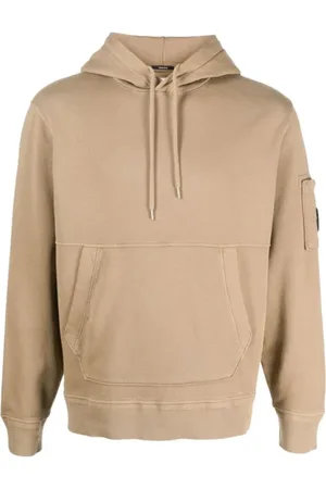C.P. Company Sweathshirts & Hoodies, Herre, Brun, L, Bomuld, Bomuldsfleece Hoodie med Kængurulomme