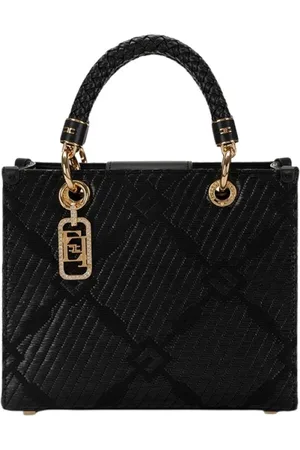 Elisabetta Franchi Taske, Dame, Sort, ONE SIZE, Uld, Sort taske med guldfarvet metalaccessory