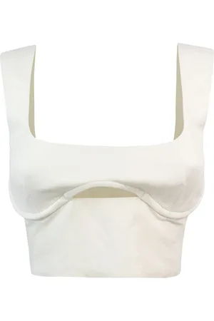 Patrizia Pepe Top, Dame, Hvid, XS, Hvid Lynlås Flyet Tætsiddende Top