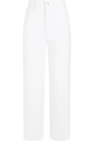 Moncler Jeans, Dame, Hvid, XS, Bomuld, Cropped Jeans